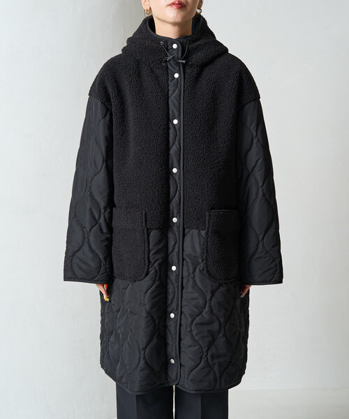 限定展開 ボア×キルティング 切り替え ロングコート（その他アウター