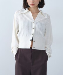 CODE A（コードエー）の「sleek collar knit（カーディガン/ボレロ）」