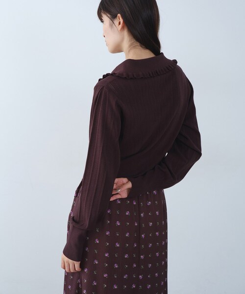 CODE A(コードエー)の「sleek collar knit(カーディガン/ボレロ・レディース・ブラック/ホワイト/ダークブラウン・00)」の12枚目の写真