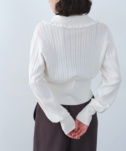 CODE A(コードエー)の「sleek collar knit(カーディガン/ボレロ・レディース・ブラック/ホワイト/ダークブラウン・00)」の14枚目の写真
