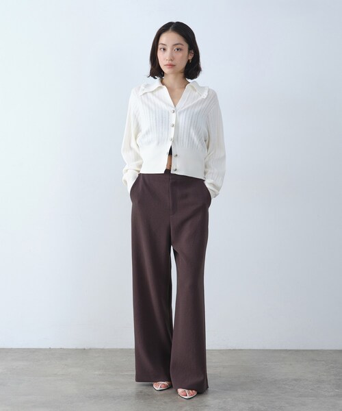 CODE A(コードエー)の「sleek collar knit(カーディガン/ボレロ・レディース・ブラック/ホワイト/ダークブラウン・00)」の10枚目の写真