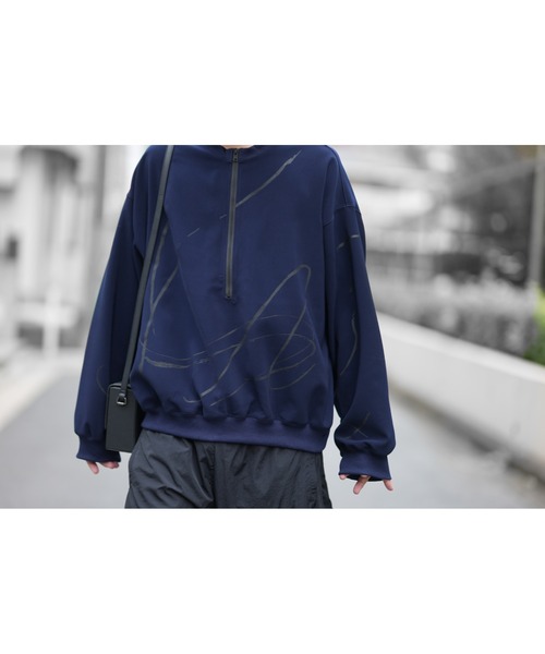 Half Zip Paint Sweat - ハーフジップペイントスウェット（スウェット