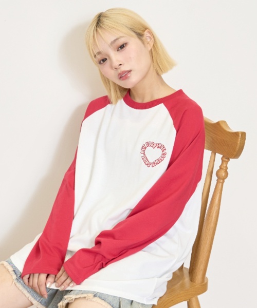 LOVETOXIC（ラブトキシック）の「ハートラグランルーズ長袖Tシャツ（Tシャツ/カットソー・キッズ・ブラック/レッド/グリーン・S:140cm/M:150cm/L:160cm/130cm）」の4枚目の写真