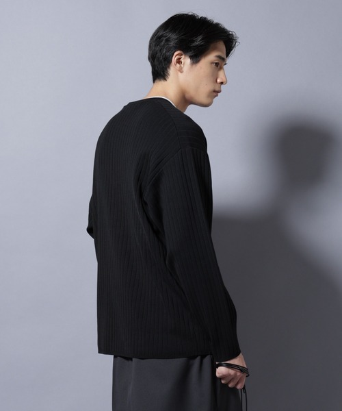 NANO universe（ナノユニバース）の「CICA&UVカット リブニットVネック（ニット/セーター・メンズ・グレー/ブラック/ブラウン・L/M）」の19枚目の写真