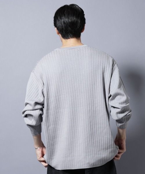 NANO universe（ナノユニバース）の「CICA&UVカット リブニットVネック（ニット/セーター・メンズ・グレー/ブラック/ブラウン・L/M）」の6枚目の写真