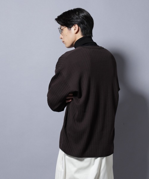 NANO universe（ナノユニバース）の「CICA&UVカット リブニットVネック（ニット/セーター・メンズ・グレー/ブラック/ブラウン・L/M）」の13枚目の写真