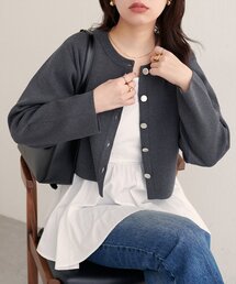 natural couture | クロップド丈リブカラーカーディガン(カーディガン/ボレロ)