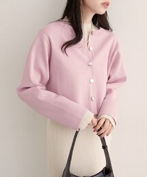クロップド丈リブカラーカーディガン
