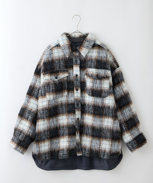 シャギーチェック オーバーサイズシャツジャケット（その他アウター