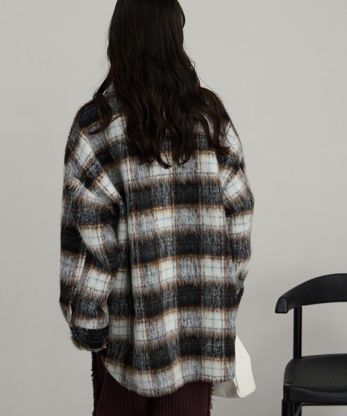 シャギーチェック オーバーサイズシャツジャケット（その他アウター