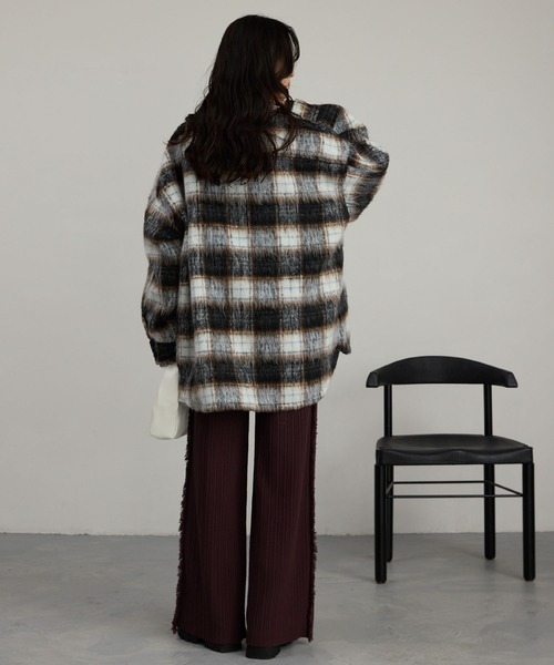 シャギーチェック オーバーサイズシャツジャケット（その他アウター