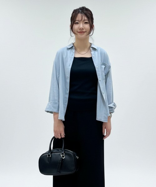 Right-on（ライトオン）の「【HONEYSUCKLE ROSE】スエードライクシャツ（シャツ/ブラウス・レディース・ブルー/ライトブラウン/ライトベージュ・L/M）」の3枚目の写真