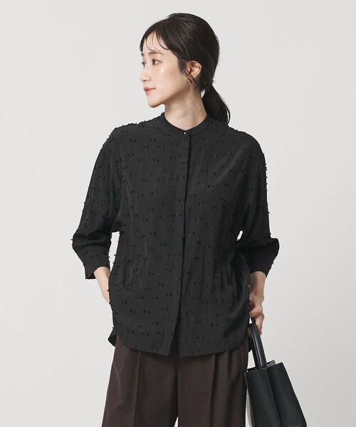 セール】ドットカットジャガード シャツ ブラウス ‐ウォッシャブル