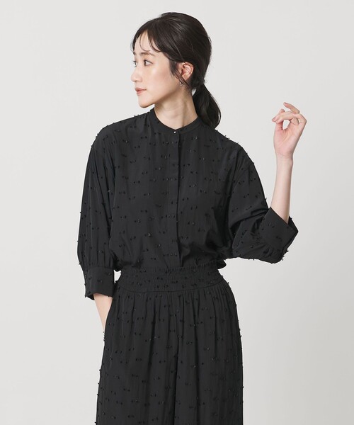セール】ドットカットジャガード シャツ ブラウス ‐ウォッシャブル