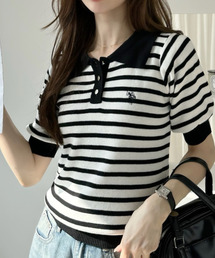 U.S. POLO ASSN.（ユーエスポロアッスン）の「【U.S. POLO ASSN.】バイカラー ステンカラー ポロニット（ポロシャツ）」