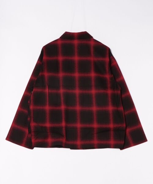 BY THE BAY（バイザベイ）の「【HANEI/ハンエイ】Jisome Check Shirt Jacket/シャツジャケット（カバーオール・メンズ・レッド/アイボリー系・MEDIUM/LARGE）」の4枚目の写真