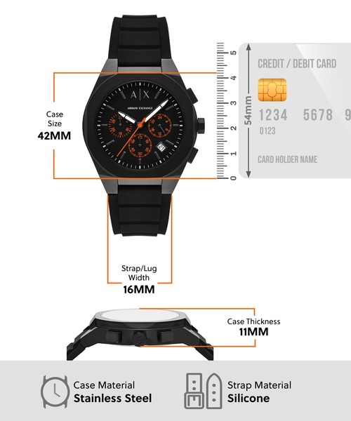 ARMANI EXCHANGE(アルマーニエクスチェンジ)の「アルマーニ・エクスチェンジ 腕時計 メンズ アナログ シリコン AX4198(アナログ腕時計・メンズ・ブラック・FREE)」の5枚目の写真