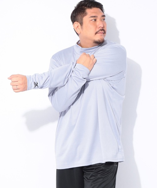 MIZUNO(ミズノ )の「MIZUNO (ミズノ) 裏起毛 ウォーム ハイネック 長袖 Tシャツ(Tシャツ/カットソー・メンズ・ブラック/グレー・3L/4L/5L)」の2枚目の写真