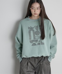 スウェット（グリーン・カーキ/緑色系・前面プリント）ファッション