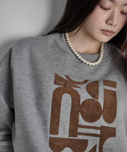 THE YOn（ザヨン）の「フロッキープリント裏起毛スウェット（スウェット・レディース・ミント/ブラウン/グレー・FREE）」の8枚目の写真