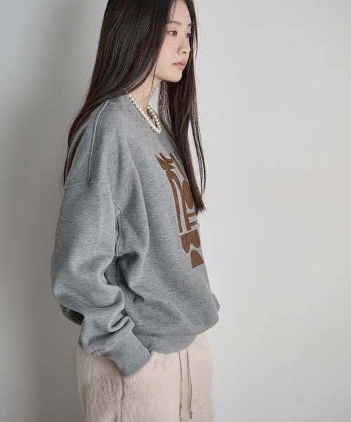 THE YOn（ザヨン）の「フロッキープリント裏起毛スウェット（スウェット・レディース・ミント/ブラウン/グレー・FREE）」の6枚目の写真