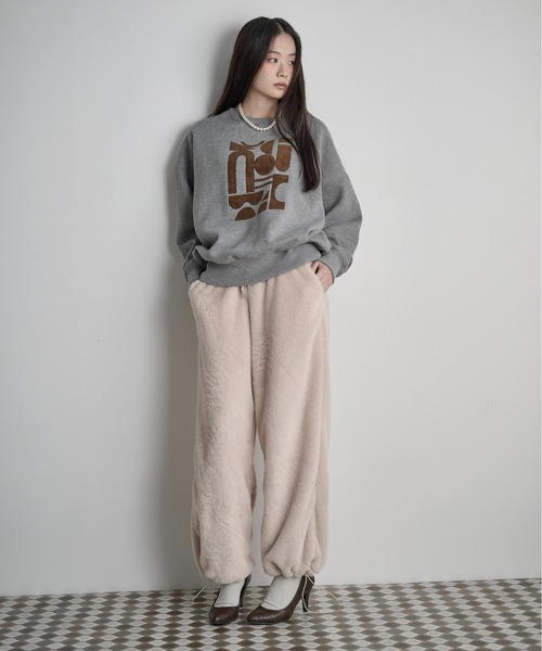 THE YOn（ザヨン）の「フロッキープリント裏起毛スウェット（スウェット・レディース・ミント/ブラウン/グレー・FREE）」の10枚目の写真