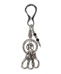 SHORT BEADS CHAIN CARABINER KEYRING - BLACK