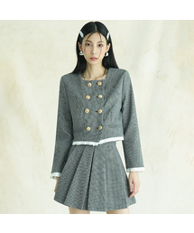 Hellen Shirt Layered Check Jacket BLACK