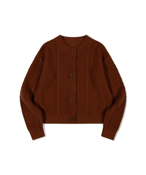 MOAA(モア)の「チャンキーケーブルニットカーディガン(ブラウン)(カーディガン/ボレロ・レディース・その他・SMALL/MEDIUM)」の2枚目の写真