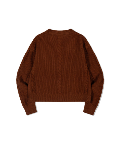 MOAA(モア)の「チャンキーケーブルニットカーディガン(ブラウン)(カーディガン/ボレロ・レディース・その他・SMALL/MEDIUM)」の3枚目の写真