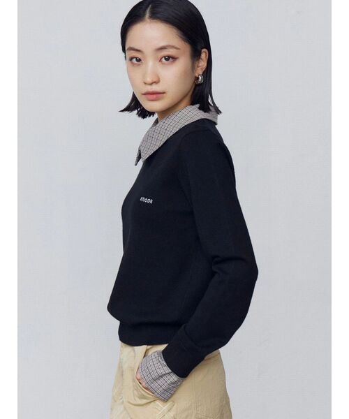 EMODA（エモダ）の「レイヤードシャツニット（ニット/セーター・レディース・ブラック/ベージュ/ネイビー・FREE）」の6枚目の写真