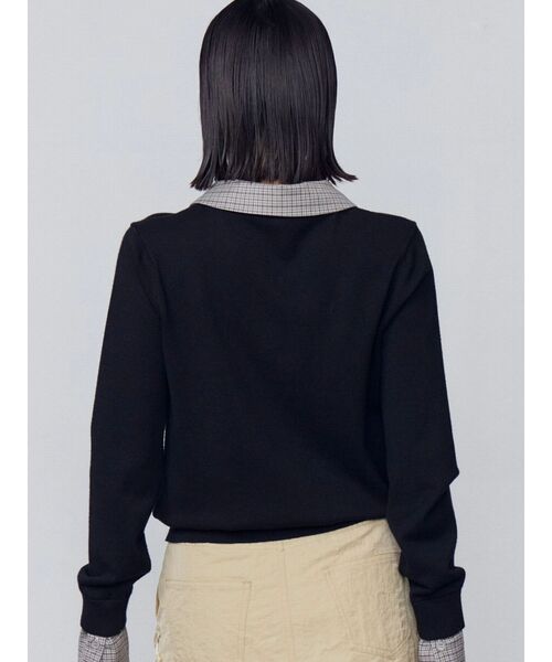 EMODA（エモダ）の「レイヤードシャツニット（ニット/セーター・レディース・ブラック/ベージュ/ネイビー・FREE）」の7枚目の写真