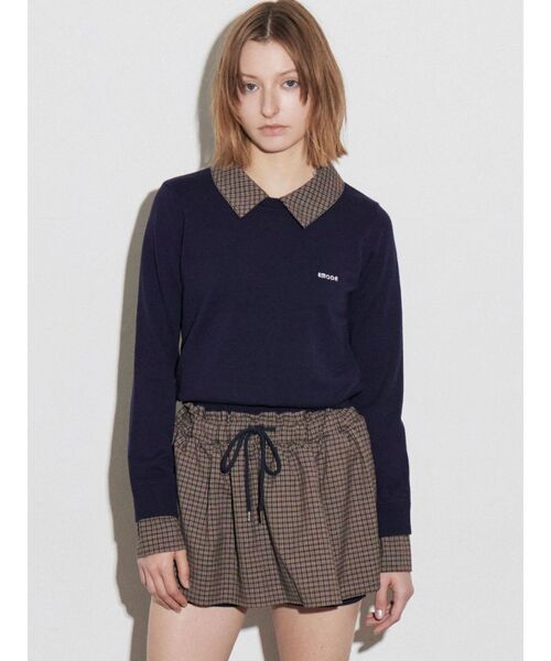 EMODA（エモダ）の「レイヤードシャツニット（ニット/セーター・レディース・ブラック/ベージュ/ネイビー・FREE）」の10枚目の写真