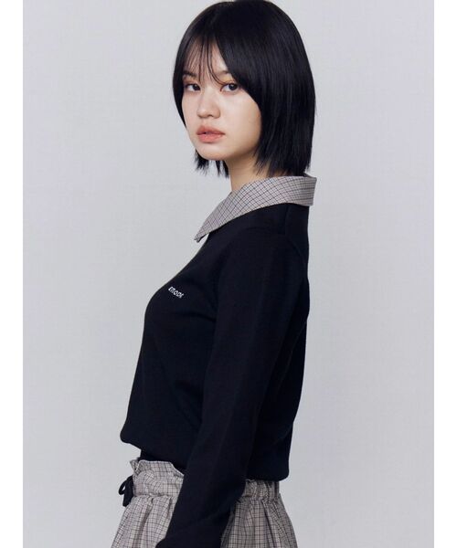 EMODA（エモダ）の「レイヤードシャツニット（ニット/セーター・レディース・ブラック/ベージュ/ネイビー・FREE）」の14枚目の写真