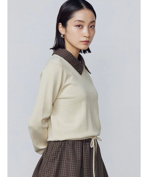 EMODA（エモダ）の「レイヤードシャツニット（ニット/セーター・レディース・ブラック/ベージュ/ネイビー・FREE）」の20枚目の写真