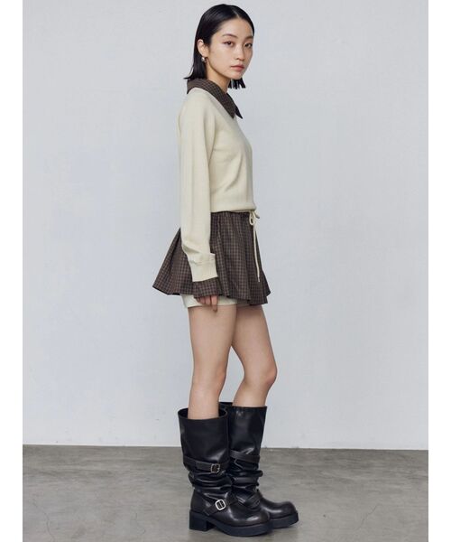 EMODA（エモダ）の「レイヤードシャツニット（ニット/セーター・レディース・ブラック/ベージュ/ネイビー・FREE）」の22枚目の写真