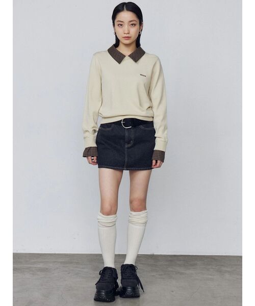 EMODA（エモダ）の「レイヤードシャツニット（シャツ/ブラウス・レディース・ブラック/ベージュ/ネイビー・FREE）」の13枚目の写真