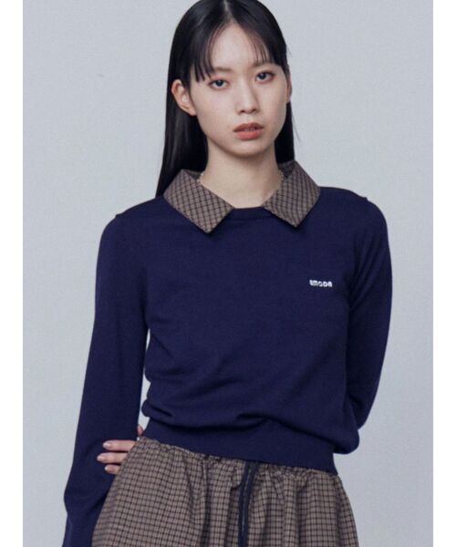 EMODA（エモダ）の「レイヤードシャツニット（シャツ/ブラウス・レディース・ブラック/ベージュ/ネイビー・FREE）」の15枚目の写真