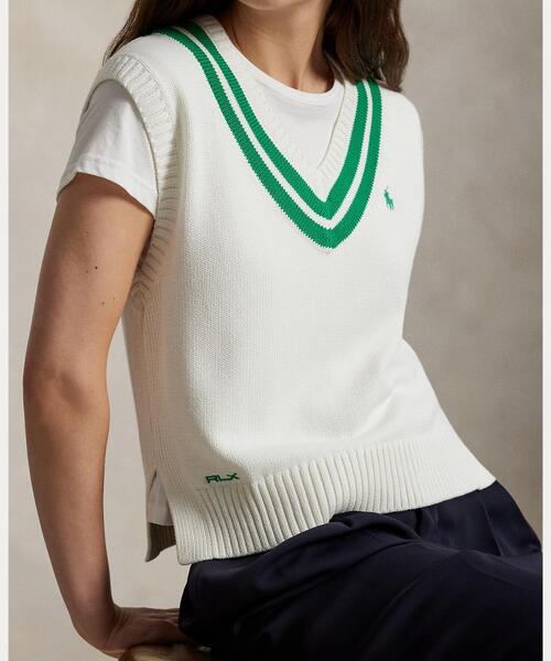 POLO GOLF（ポロ ゴルフ）の「コットンブレンド クリケット セーター ベスト（ベスト・レディース・ホワイト・XS/S/L/M）」の5枚目の写真