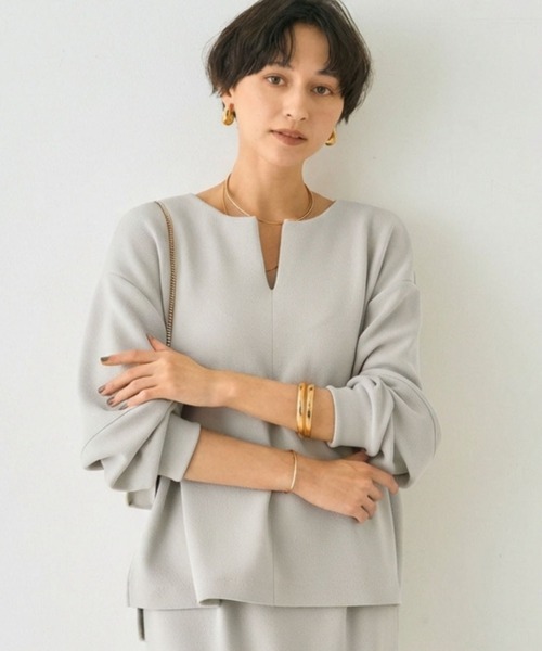 Rouge vif(ルージュヴィフ)の「【セットアップ対応】 ダブルエアープルオーバー(シャツ/ブラウス・レディース・ベージュ/チャコールグレー/グレー・フリー)」の3枚目の写真