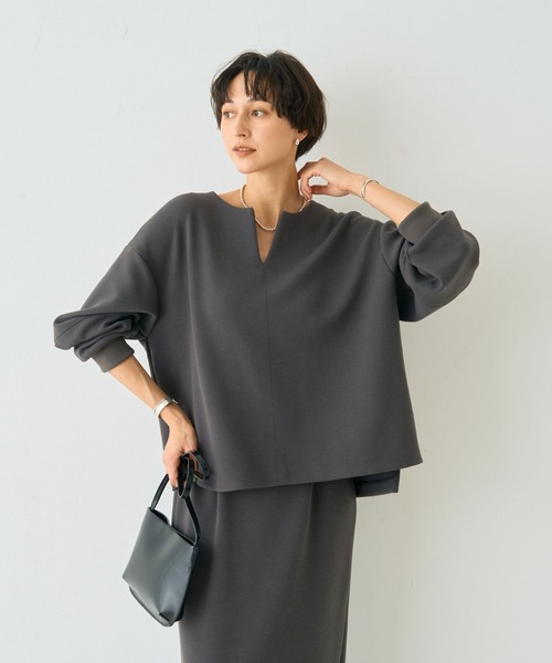 Rouge vif(ルージュヴィフ)の「【セットアップ対応】 ダブルエアープルオーバー(シャツ/ブラウス・レディース・ベージュ/チャコールグレー/グレー・フリー)」の14枚目の写真
