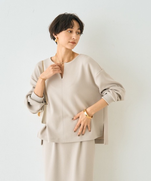 Rouge vif(ルージュヴィフ)の「【セットアップ対応】 ダブルエアープルオーバー(シャツ/ブラウス・レディース・ベージュ/チャコールグレー/グレー・フリー)」の6枚目の写真