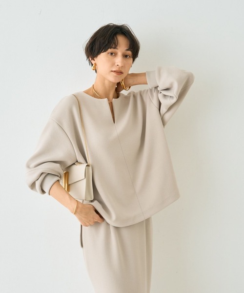 Rouge vif(ルージュヴィフ)の「【セットアップ対応】 ダブルエアープルオーバー(シャツ/ブラウス・レディース・ベージュ/チャコールグレー/グレー・フリー)」の8枚目の写真