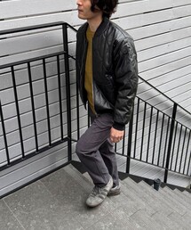 NOLLEY'S LIGHT | フェイクレザー中綿キルトブルゾン(ライダースジャケット)