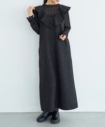 mil（ミル）の「ラッフルカラー ノースリーブワンピース【585122】（ワンピース・レディース）」