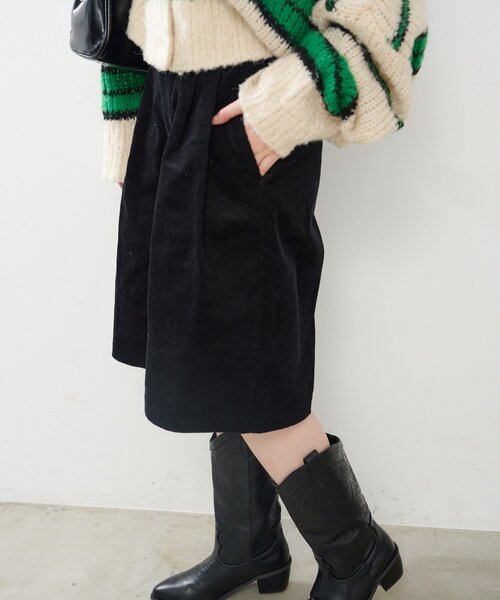 Kastane（カスタネ）の「*【2サイズ展開】コーデュロイハーフパンツ（その他パンツ・レディース・ブラック/ブラウン・1/2）」の8枚目の写真