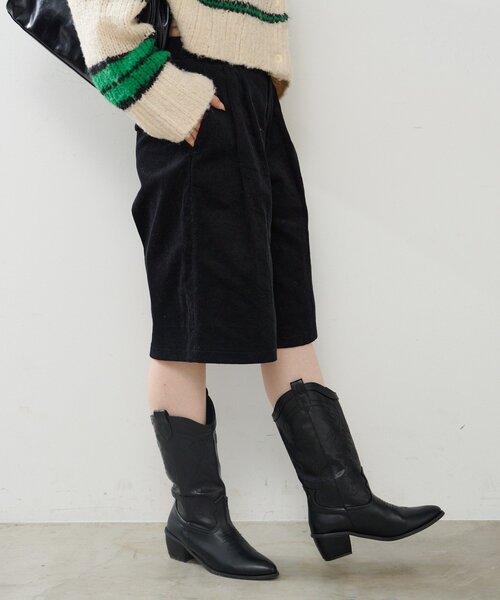 Kastane（カスタネ）の「*【2サイズ展開】コーデュロイハーフパンツ（その他パンツ・レディース・ブラック/ブラウン・1/2）」の11枚目の写真