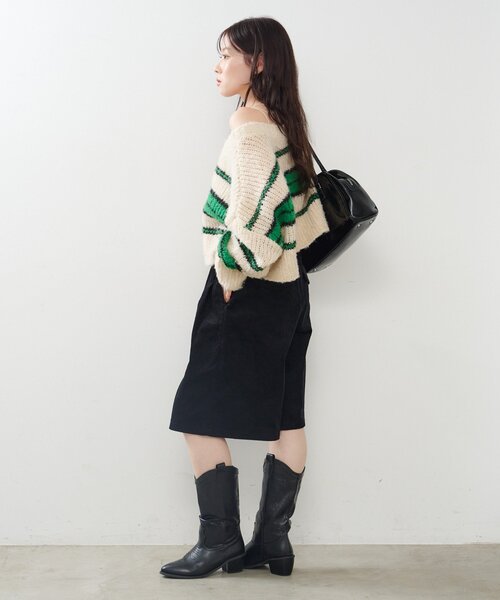 Kastane（カスタネ）の「*【2サイズ展開】コーデュロイハーフパンツ（その他パンツ・レディース・ブラック/ブラウン・1/2）」の14枚目の写真