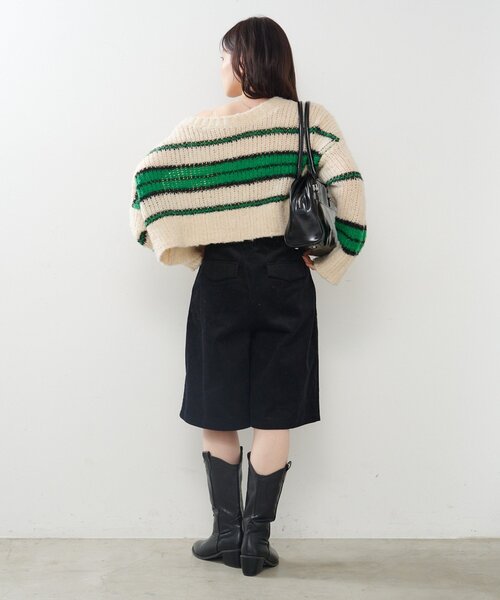 Kastane（カスタネ）の「*【2サイズ展開】コーデュロイハーフパンツ（その他パンツ・レディース・ブラック/ブラウン・1/2）」の15枚目の写真