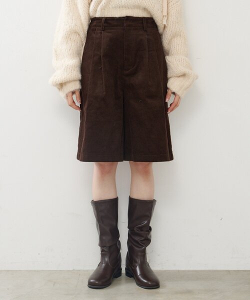 Kastane（カスタネ）の「*【2サイズ展開】コーデュロイハーフパンツ（その他パンツ・レディース・ブラック/ブラウン・1/2）」の4枚目の写真